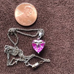 925 Pink Sapphire Heart Necklace